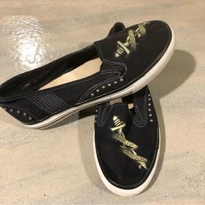 Harley-Davidson Black and Gold Flats